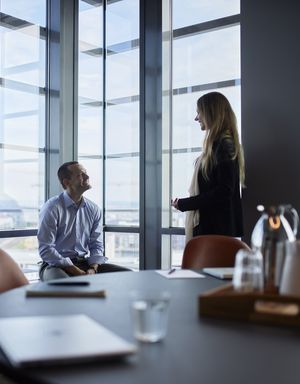 Two colleagues talking together